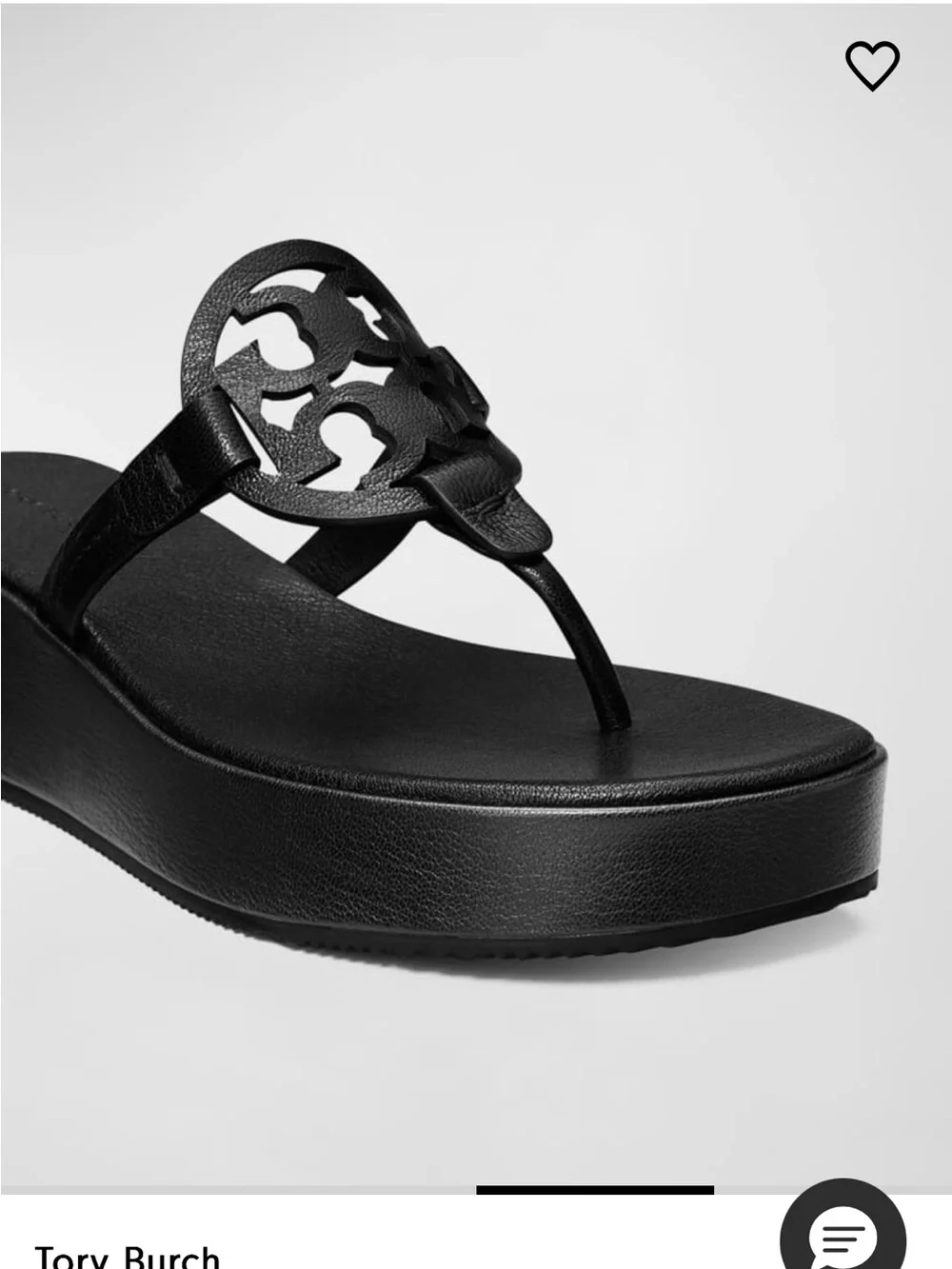 Tory Burch Miller Black Leather Wedge Platform Sandals Sz 8